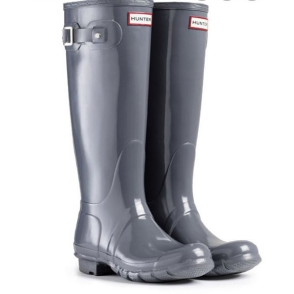 Hunter Shoes - Hunter Women's Original Tall Gloss Rain Boots Gray / Grey Size: US 9